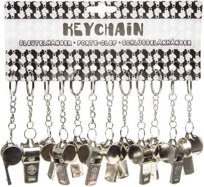 Voetbal Fluit Sleutelhanger | 6 cm | 12 stuks