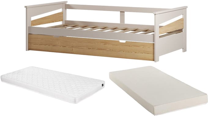 Vente-unique Bedframe hout beige, natuurlijk licht 90 x 190 cm
