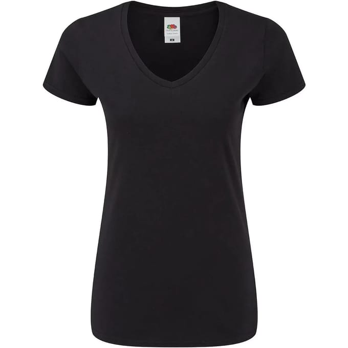 Dames-T-shirt met V-hals Fruit of the Loom Iconic 150