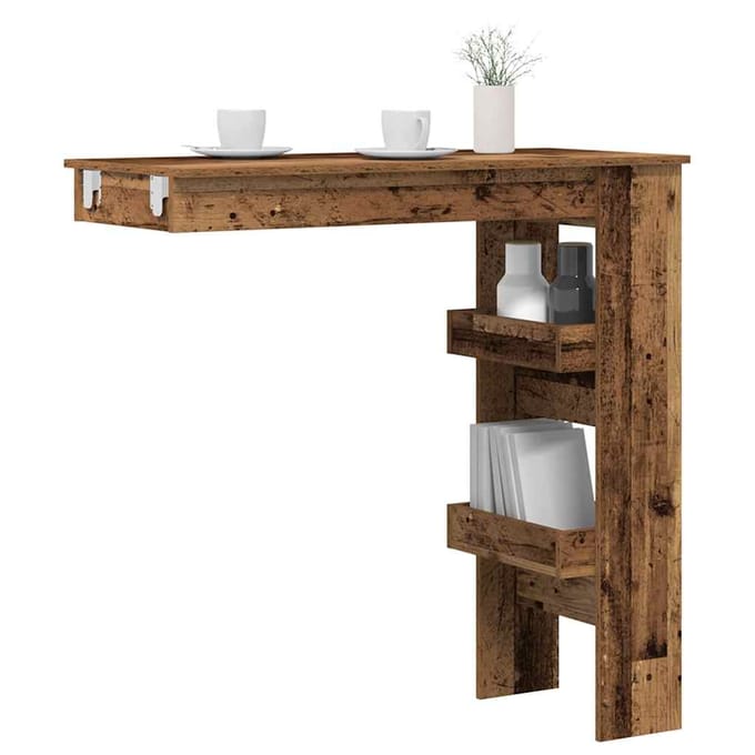 vidaXL - Bartafel - wandgemonteerd - 102x45x103,5 - cm - bewerkt - hout - oud - hout