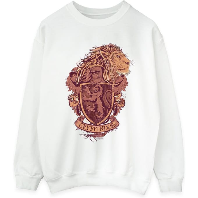 Harry Potter Dames/Dames Gryffindor Schets Crest Sweatshirt (Wit)