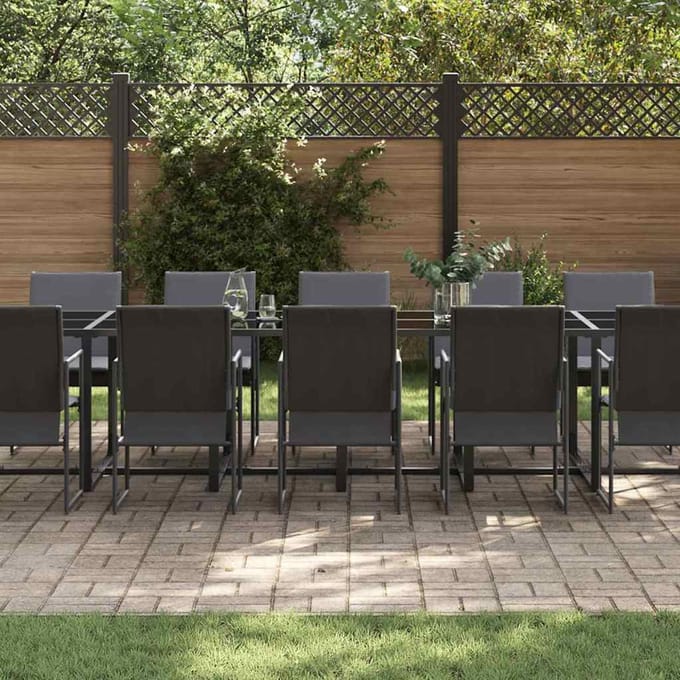 vidaXL - Tuin - Eettafel - Set - 17 - st - Zwart - Staal