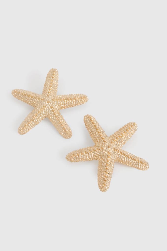 boohoo Dames Starfish Stud Earrings | Gold