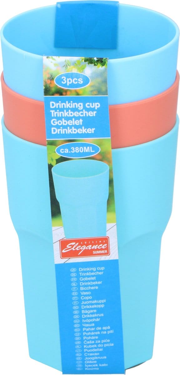 Cuisine Elegance - 6x drinkbekers - Kunststof - 380 ml - 12 x 8 cm