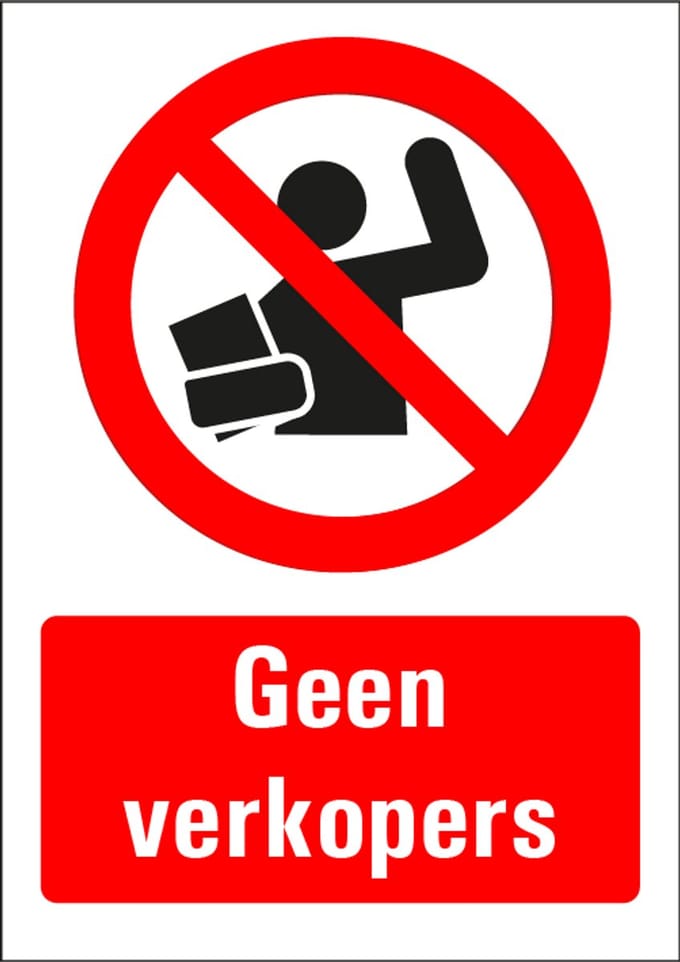Geen verkopers bord met tekst 210 x 297 mm
