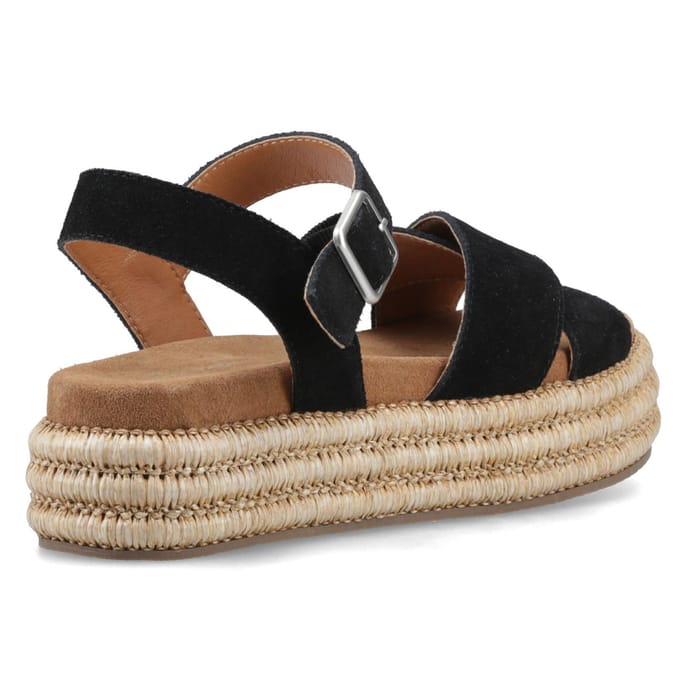 Hush Puppies Rosa Rafia Leren Dames Zwarte Sandalen