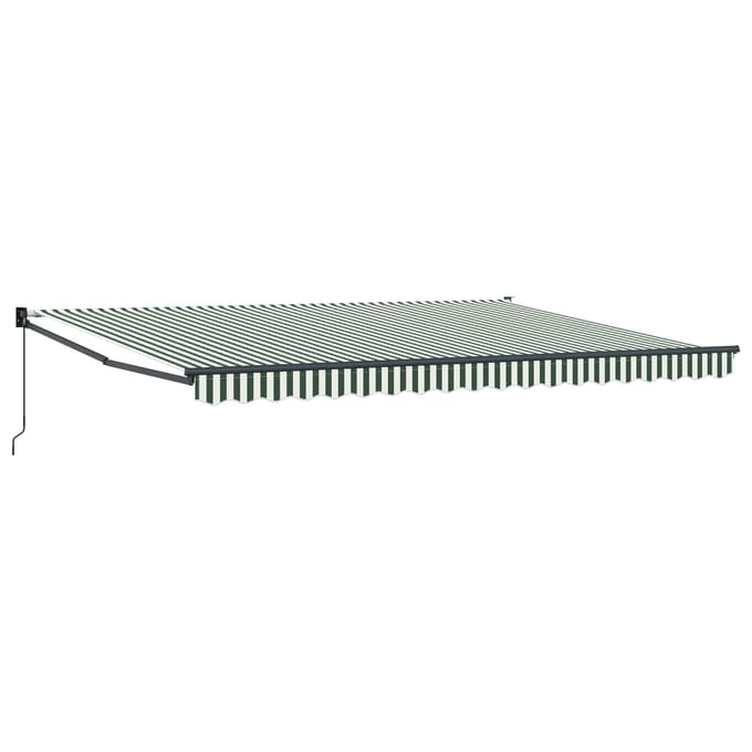 vidaXL - Uitschuifbare - luifel - Groen - en - Wit - 450 - x - 300 - x - 165 - cm