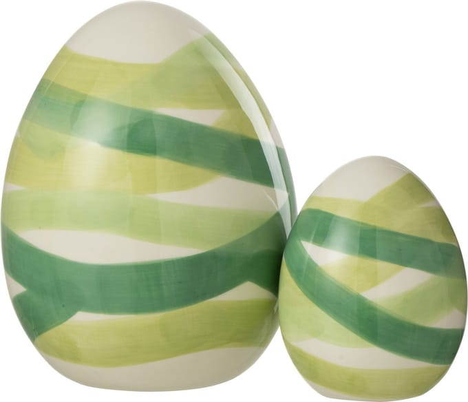 J-Line decoratie Ei Lijnen Dolomiet - keramiek - groen - medium