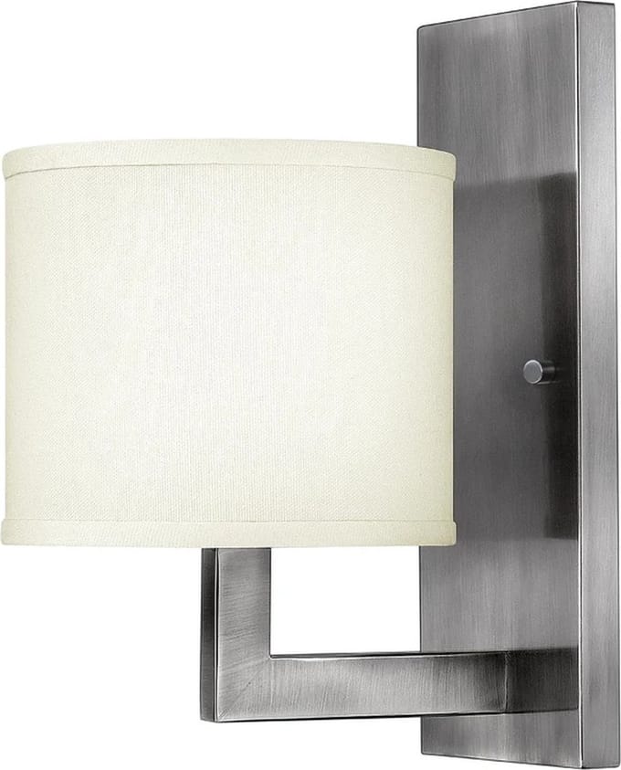 Hinkley LED Wandlamp Hampton | 1X E27 Max 60W | Antique Nickel, Ivory Shade
