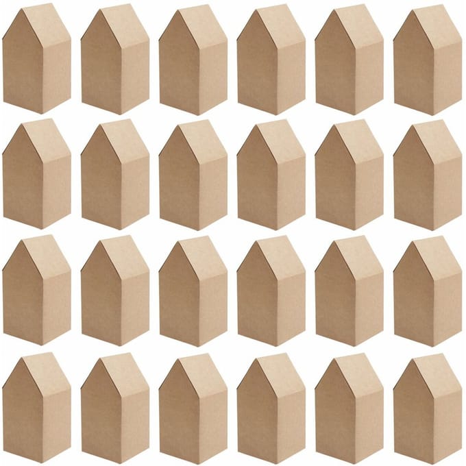 Adventskalender kartonnen huisjes - kraft Paper