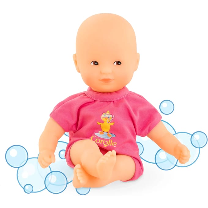 Corolle babypop badspeelgoed roze 20cm - Mini Bain popje voor waterpret.