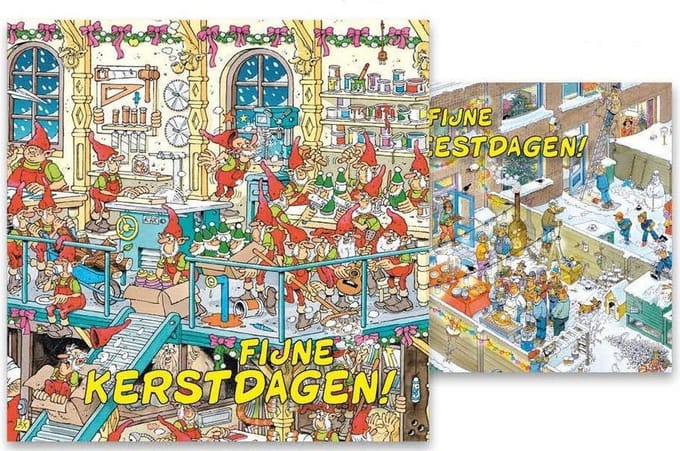 Jan van Haasteren kerstdoosje - Kerstelfen - Kerstfeest in de tuin