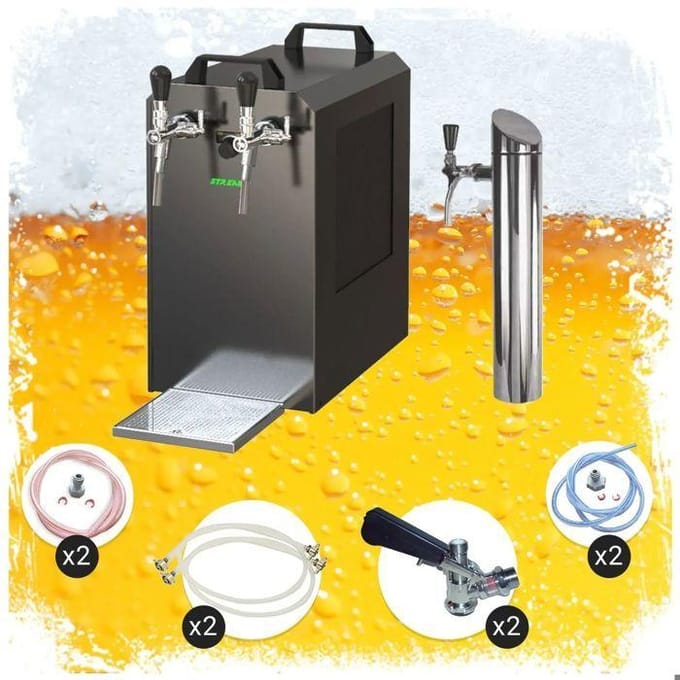 Complete set - Biertap - STREAM 80K bierkoffer, doorstroomkoeler, 2-lijns droge koeler, Type D, Type A