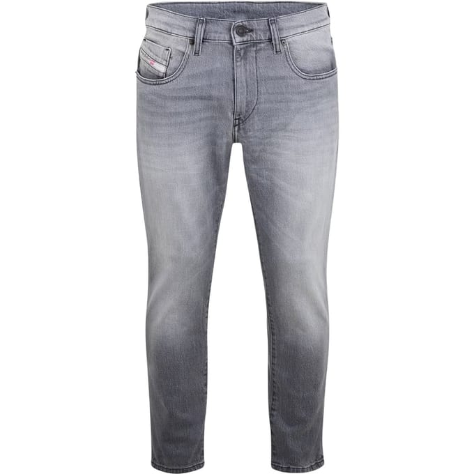 Diesel Heren Gewassen Denim 5 Pocket Straight Leg Jeans (Grijs)