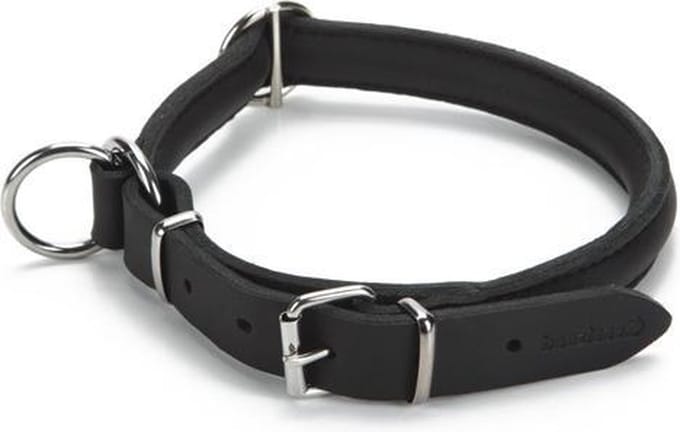 Beeztees leren halsband Djenga. Zwart. 45 cm.