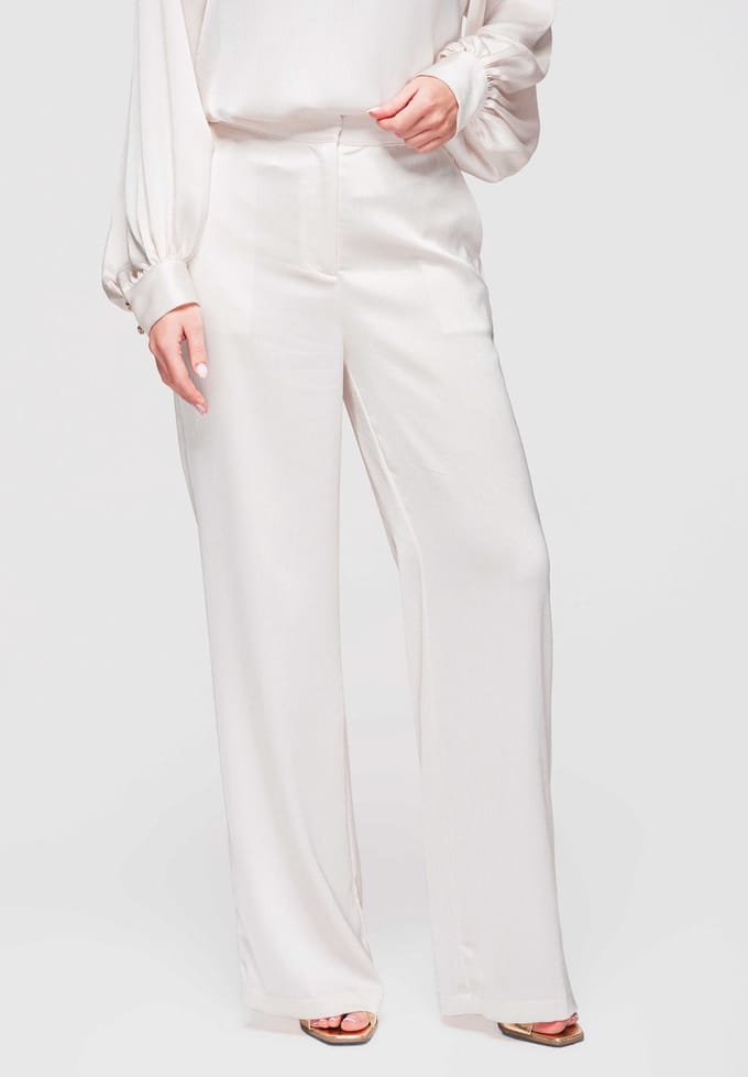 OMBRE Broek - Regular Fit - Rits - Effen Gebroken wit S