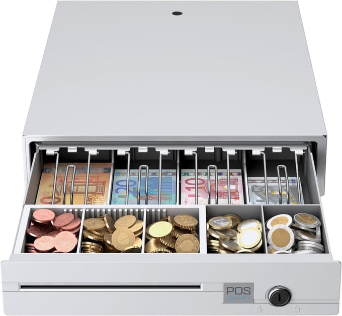 Kassalade 33x37 cm - Elektrische Opening 12V/24V - Cilinderslot met 2 Sleutels - Wit