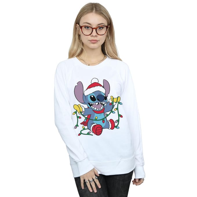 Disney Dames/Dames Lilo And Stitch Kerstverlichting Sweatshirt (Wit)