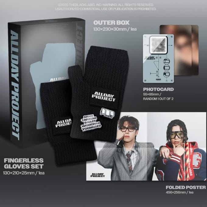 ALLDAY PROJECT - De 1e EP [ALLDAY PROJECT] (MERCH ver.) FINGERLESS GLOVES black