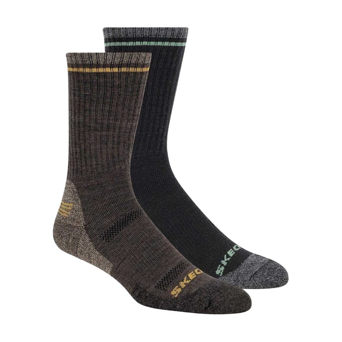 Skechers Heren Logo Crew Sokken (Set van 2) (Medium Bruin)