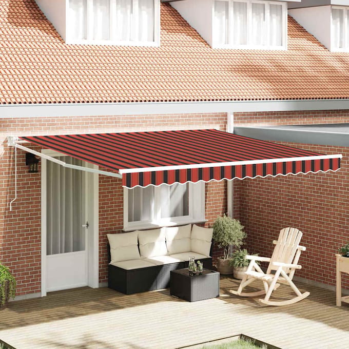 vidaXL - Uitschuifbare - luifel - Geel - en - Oranje - 400 - × - 300 - cm