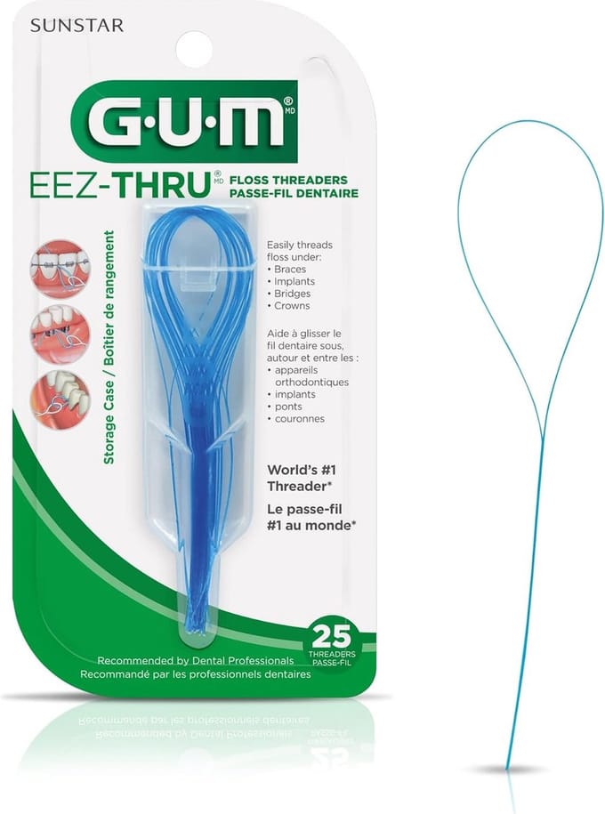 GUM EEZ-Thru Floss Threaders – Flosdraad voor Beugels & Bruggen – 25 stuks