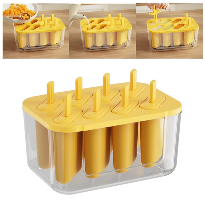 Moules à Glace Silicone Flexible 8 Pièces Moule à Glace Réutilisable Démoulage Facile DIY Fabricant de Glaces Congélateur multi