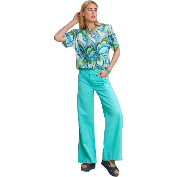 River Woods Blue Linen-cotton Pants Größe: 36 | Ausgestellte Hosen Outlet | Damen | Blau
