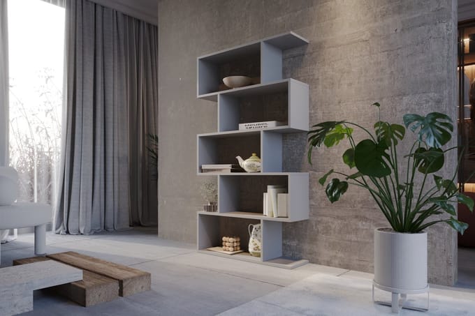 Meubel Square - Boekenkast DIAMOND - Grijs - Opbergkast - Boekenplank