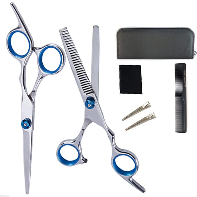 11-delige Haarkniptangenset met Clip, Borstel en Kam Roestvrij Staal Kappersschaartjes Set voor Barbier black