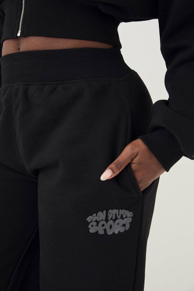 Dames DSGN Studio Sport Bubble Straight Leg Jogger | Zwart | Maat: Medium