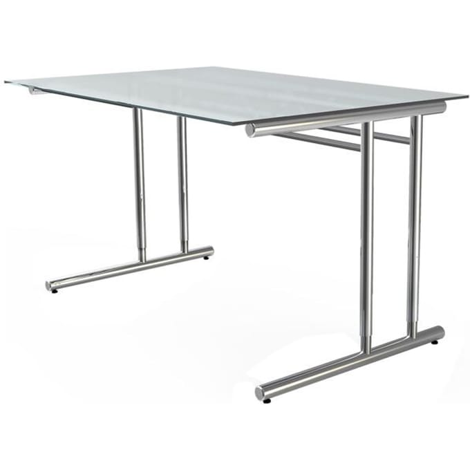 Bureautafel Toledo, in hoogte verstelbaar, C-poot, glazen blad, B 1200 x D 800 mm
