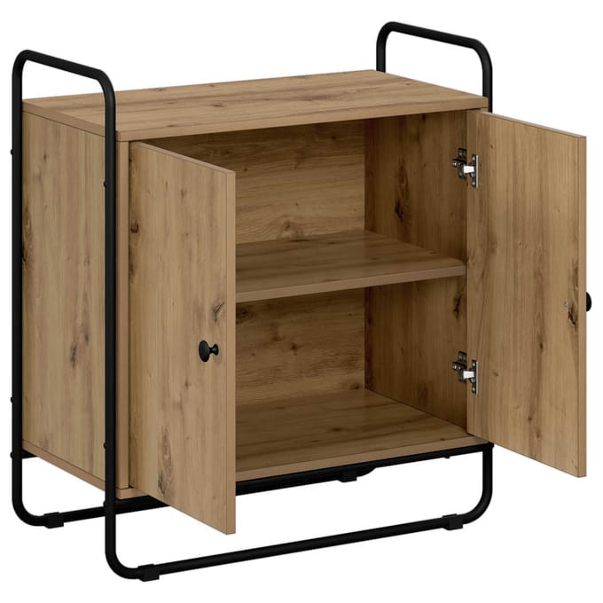 vidaXL - Dressoir - Artisanaal - eiken - 68 - x - 35 - x - 75 - cm - Bewerkt - hout