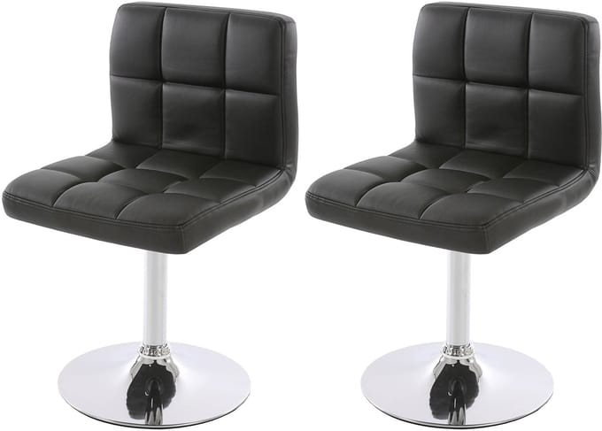 Set van 2 eetkamerstoelen Bureaustoel Stoel Kavala kunstleer chroom ~ zwart