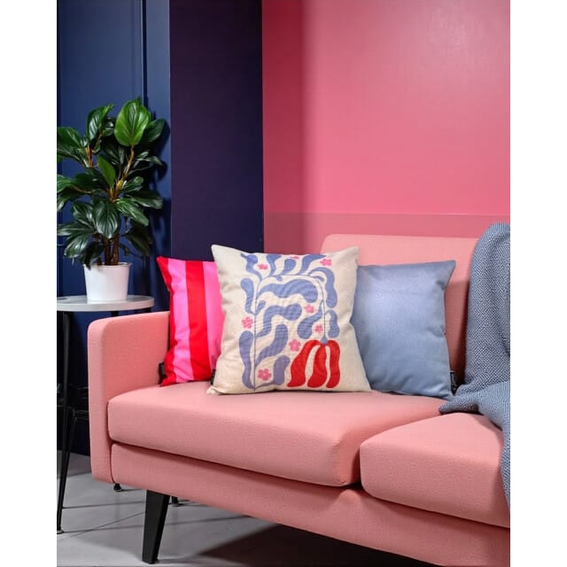 Gek op kussens! Sierkussen streep rood/roze | 45 x 45 cm | katoen/polyester