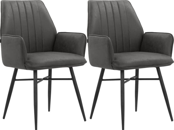Anzo-Eetkamerstoel - 2 Pack - Antraciet