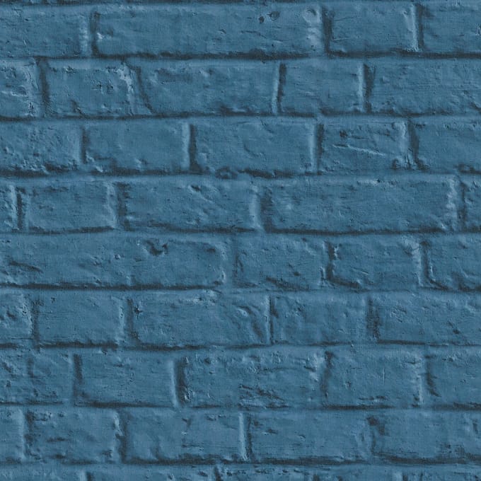 Steen tegel behang Profhome 369123-GU vliesbehang licht gestructureerd met structuur mat blauw 5,33 m2