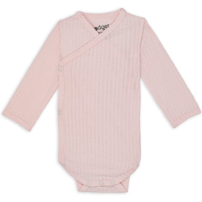 Baby romper lange mouw 56 - Overslagromper - Roze - Zacht katoen