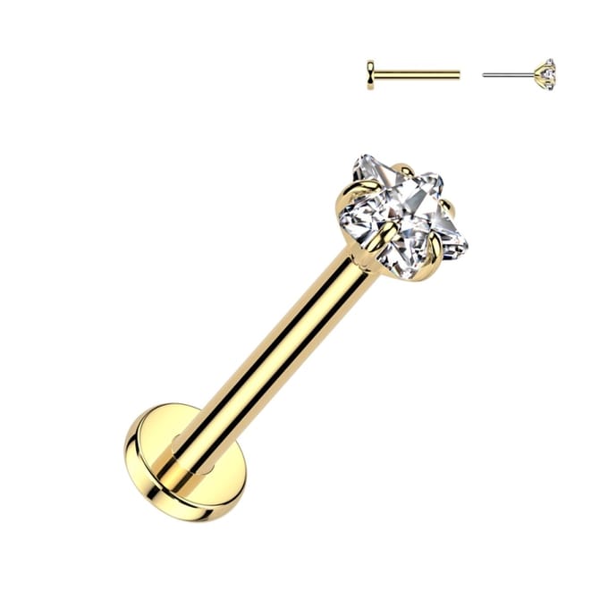 Piercing titanium push in ster 0.8X8x3 - goud - LMPiercings