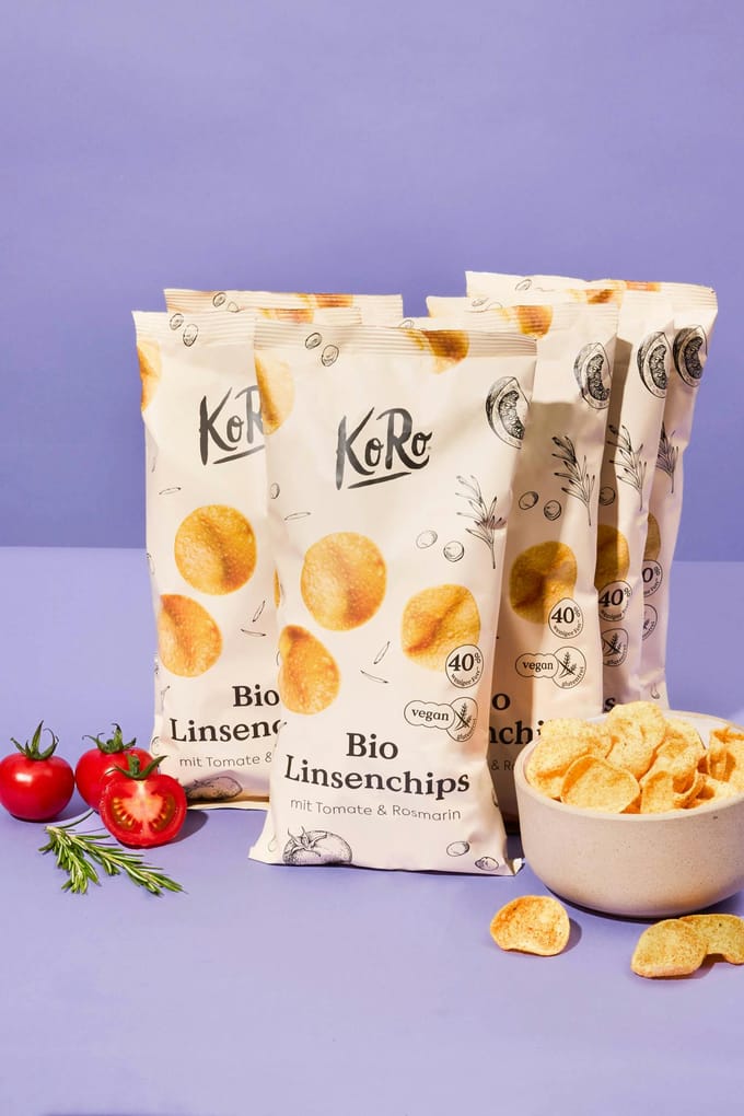 Bio linzenchips met tomaat en rozemarijn 7 x 100 g