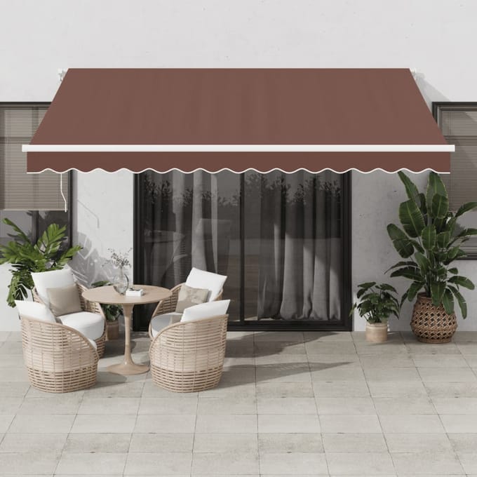 vidaXL - Luifel - automatisch - uittrekbaar - 400x350 - cm - bruin