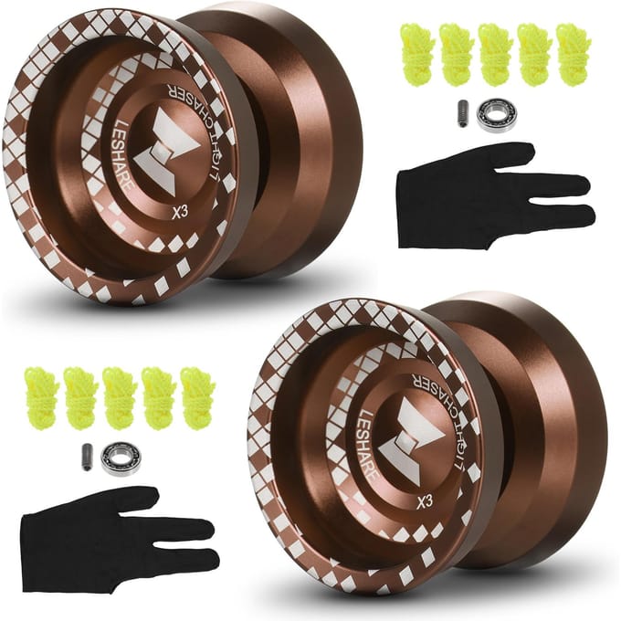 2-pack professionele jojo-ballen Responsieve jojo van aluminiumlegering met niet-reagerende lagers voor 2 bruin