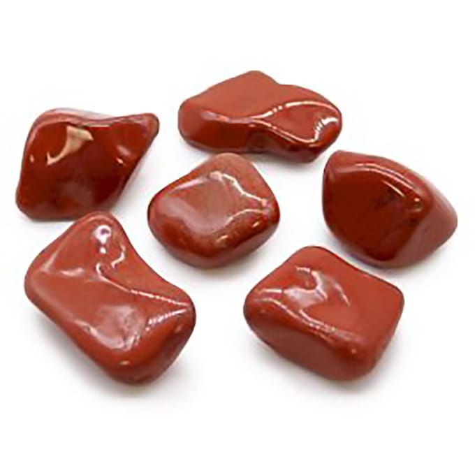 Zak met 6 grote Afrikaanse trommelstenen - Jaspis - Rood