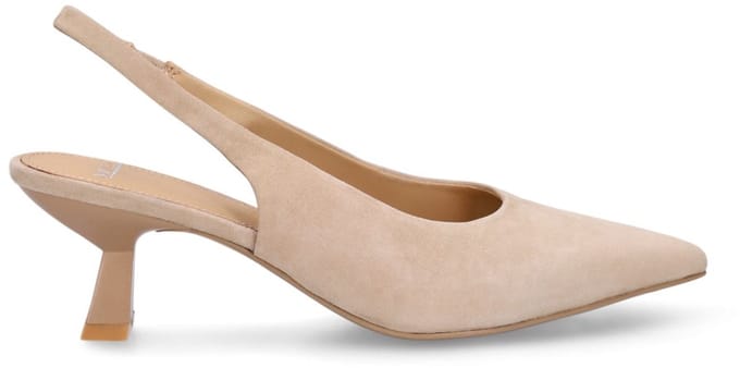 Manfield - Dames - Taupe suède slingbacks - Maat 36