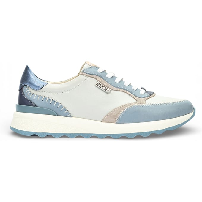Pikolinos dames sneakers met vetersluiting, denimblauw leer - Arrecife