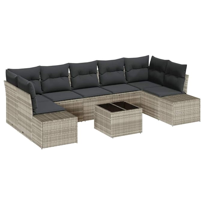 vidaXL Tuin Sofa Set 8 st Lichtgrijs poly rattan