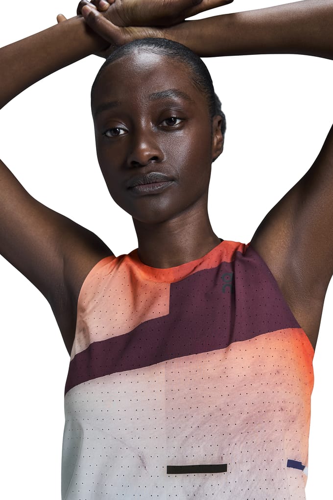On Race Singlet Flame | White Maat: XL | Mouwloze Tops Outlet | Dames | Oranje