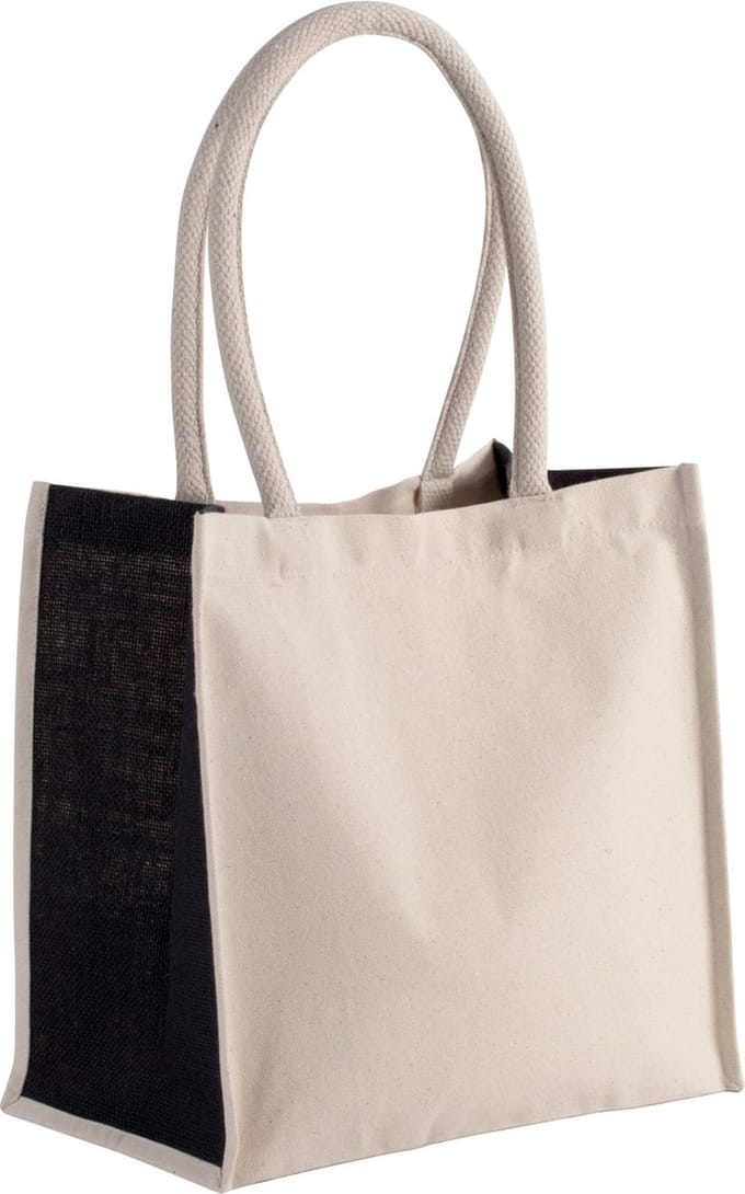 Kimood Shopper van katoen/jute - 17 L KI0255 - NATURAL / BLACK - One size
