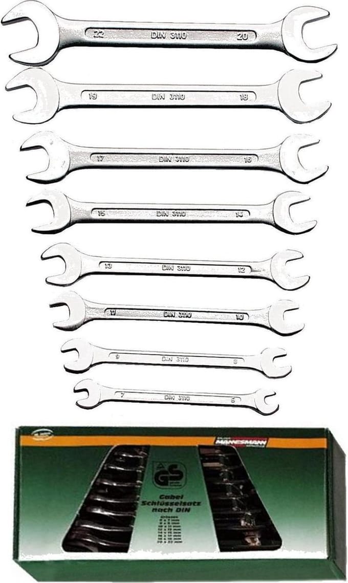 Brüder Mannesmann M 110-08DIN Dubbele steeksleutelset 8-delig Sleutelbreedte (metrisch) 6 - 22 mm
