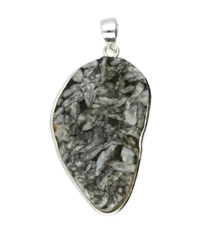 Zilveren Pinoliet edelsteen ruw ovaal groot hanger
